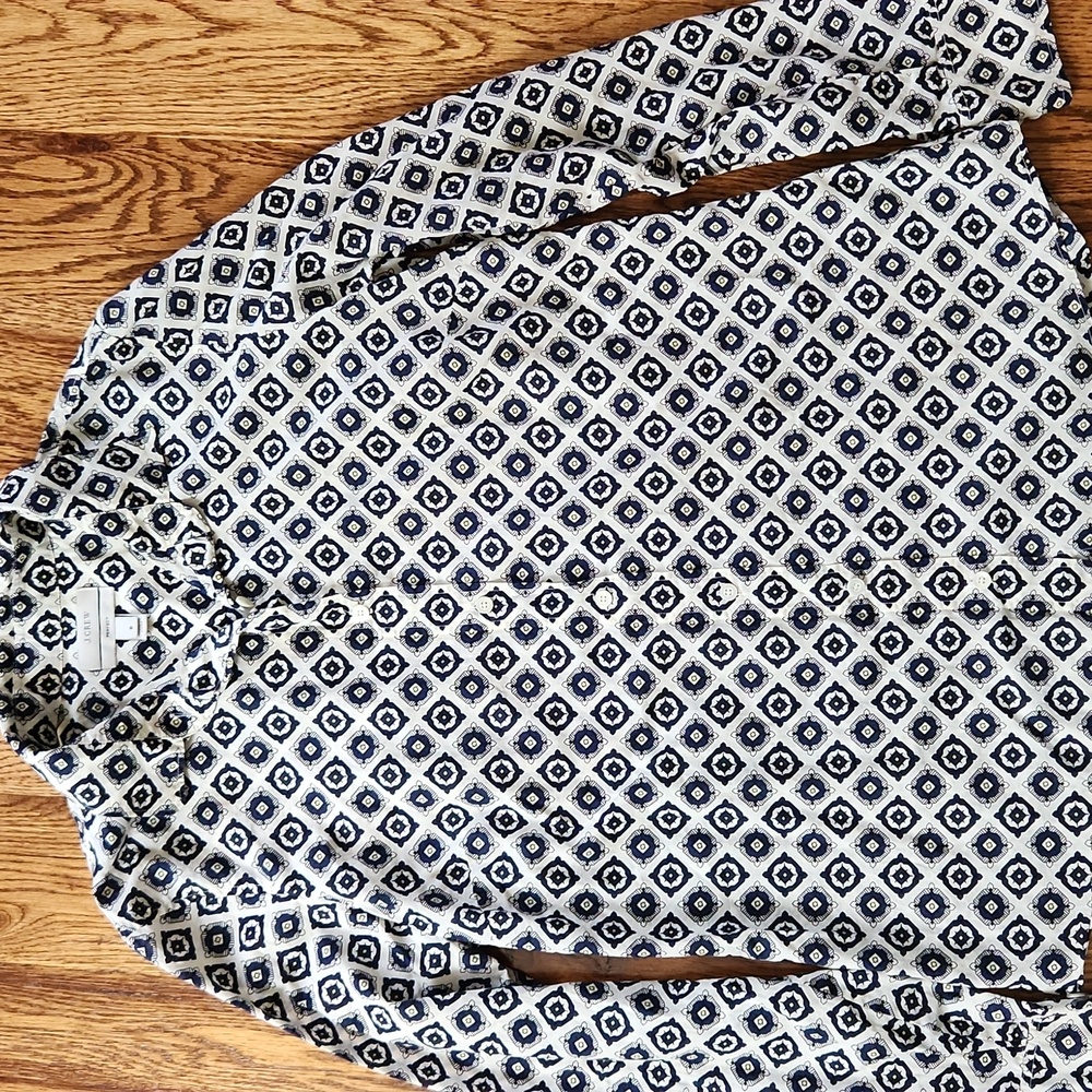 J. Crew Blue Medallion Perfect Shirt Women 6